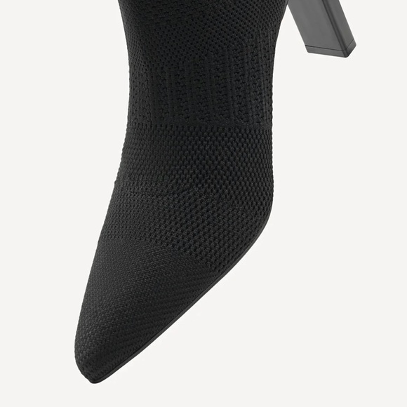 Cosy Island Black Heeled Ankle Boots - Picture 3 of 9